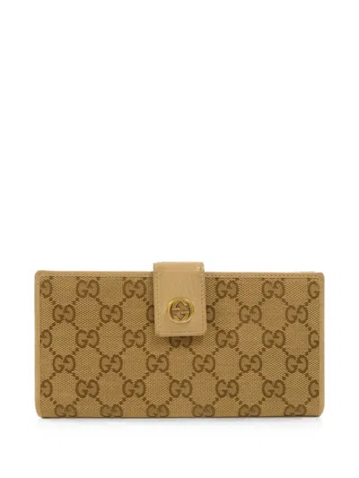 Pre-owned Gucci Gg Canvas Wallet In Neutrals