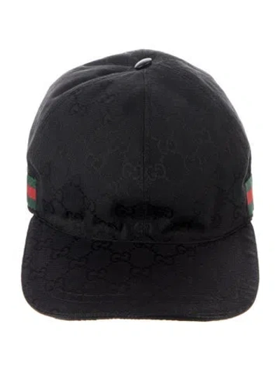 Pre-owned Gucci Gg Canvas Web Accent Baseball Cap In Black