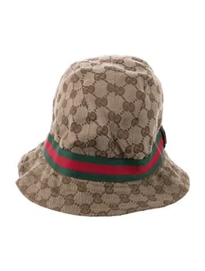 Pre-owned Gucci Gg Canvas Web Bucket Hat In Neutral