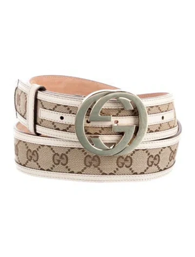 Pre-owned Gucci Gg Canvas Wide Belt In Neutral