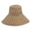 Gucci Gg Canvas Wide Brim Hat 'beige/ebony' In Brown
