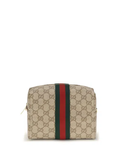 Gucci Gg Canvas With Web Stripe Shoulder Bag In Beige