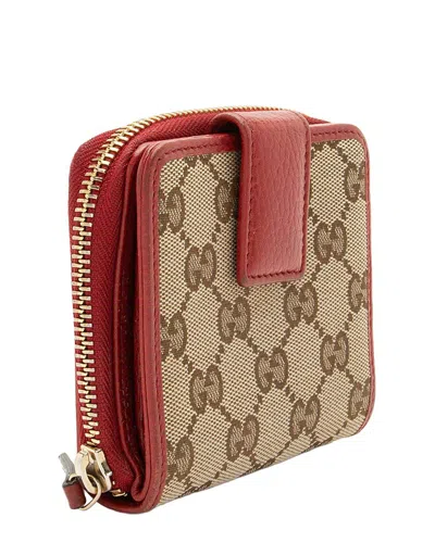 Pre-owned Gucci Gg Canvas Zip Around Compact Wallet (authentic Pre-loved)