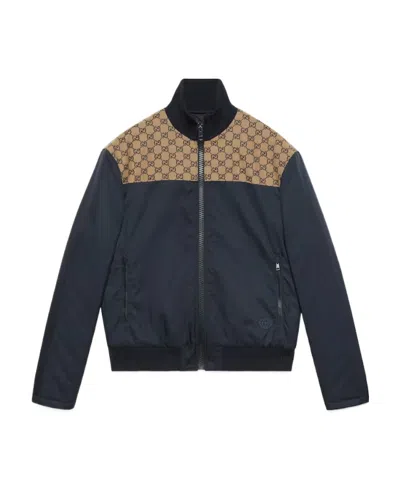 Gucci Gg Canvas Zip-up Jacket In Blue