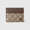 Gucci Gg Card Case With Gg Detail In Brown