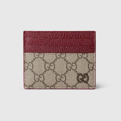 Gucci Gg Card Case With Gg Detail In Beige