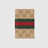 Gucci Gg Card Case With Web In Sand