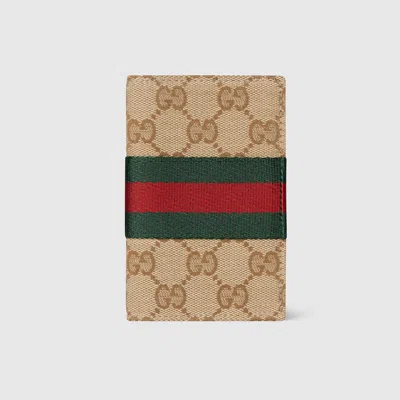 Gucci Gg Card Case With Web In Pattern