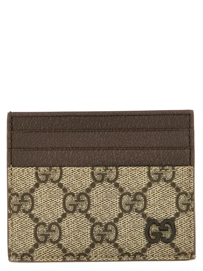 Gucci Men Gg Fabric And Leather Card Holder In Multi