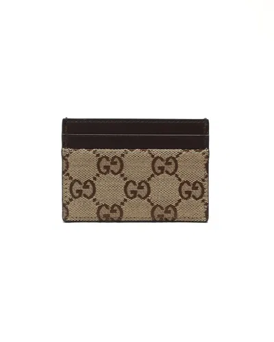 Pre-owned Gucci Gg Card Holder In Beige