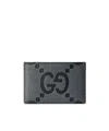 Gucci Maxi Gg Leather Cardholder In Black
