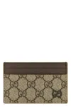 Gucci Men Gg Supreme Fabric Card Holder In Brown
