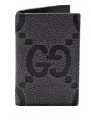 Gucci Men Maxi Gg Leather Card Case In Grey