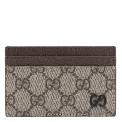 Gucci Men Gg Cardholder With Gg Details In Neutral