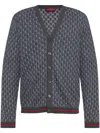 Gucci Wool And Silk Cardigan With Gg Motif In Grey