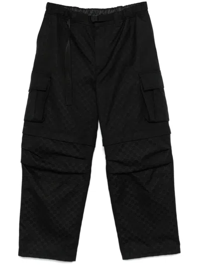 Gucci Logo-patch Cotton Cargo Trousers In Black
