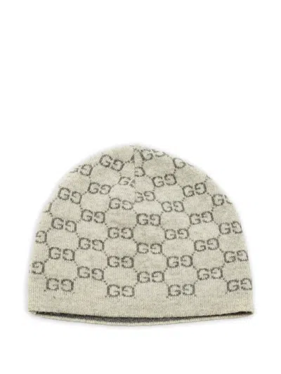 Pre-owned Gucci Gg Cashmere Beanie Hat In Neutral