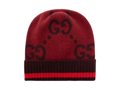 Pre-owned Gucci Gg Cashmere Beanie In Red