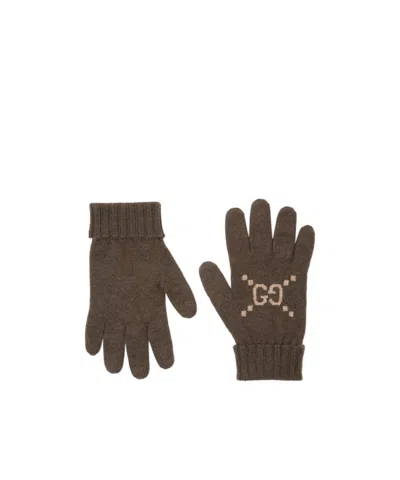 Gucci Gg Cashmere Jacquard Gloves In Multi