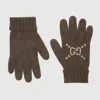 Gucci Gg Cashmere Jacquard Gloves In Brown