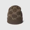 Gucci Gg Cashmere Jacquard Hat In Brown