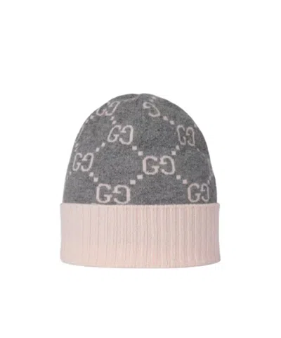Gucci Gg Cashmere Jacquard Hat In Gray