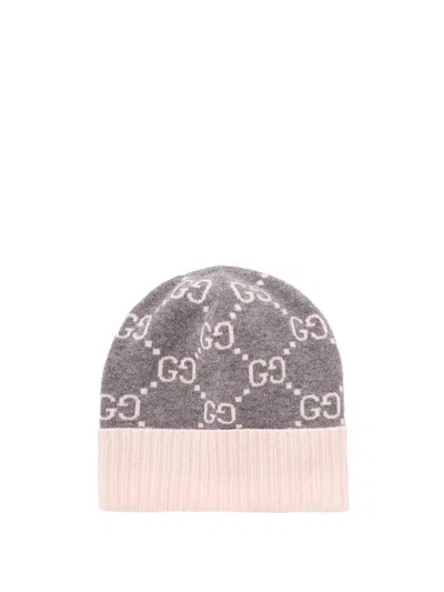 Gucci `gg` Cashmere `jacquard` Hat In Brown