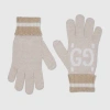 Gucci Gg Cashmere Lamé Gloves In White