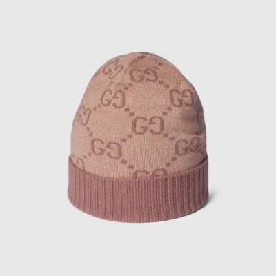 Gucci Gg Cashmere Lamé Jacquard Hat In Beige