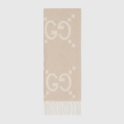 Gucci Gg-jacquard Cashmere Scarf In White