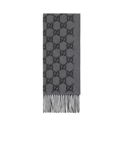 Gucci Gg Cashmere Scarf In Black