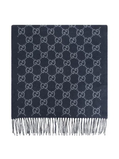Gucci Gg Cashmere Scarf In Blue