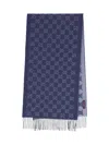 Gucci 'gg' Cashmere Scarf In Blue