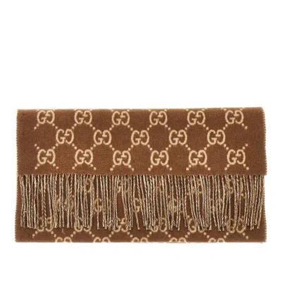 Gucci Gg Cashmere Scarf In Brown