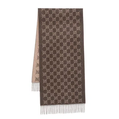 Gucci Gg Cashmere Scarf In Brown