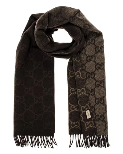 Gucci Gg Cashmere Scarf In Brown