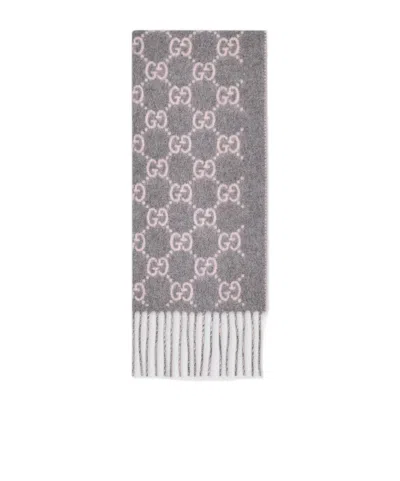 Gucci Gg Cashmere Scarf In Gray
