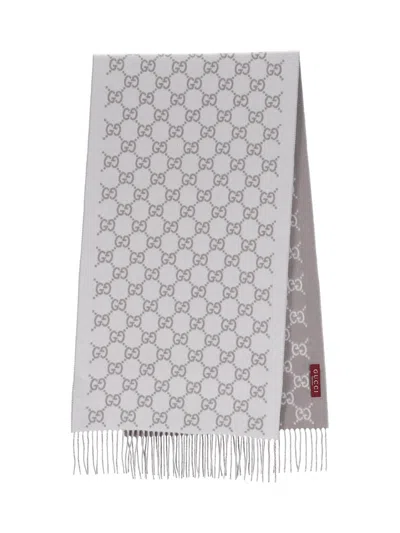 Gucci 'gg' Cashmere Scarf In White