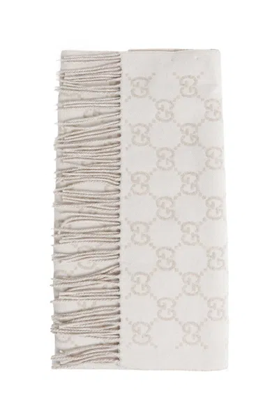 Gucci Gg Cashmere Scarf In White