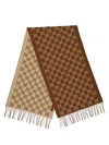 Gucci Cashmere Shawl Fringed Edges In Brown