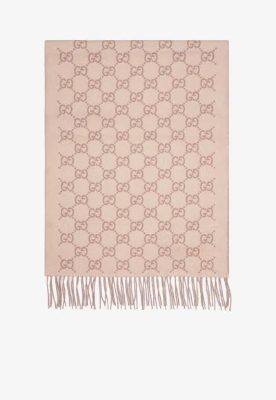 Gucci Gg Cashmere Shawl In Beige