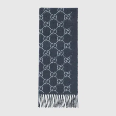 Gucci Gg Cashmere Shawl In Blue