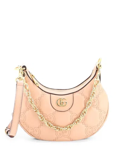 Pre-owned Gucci Gg Chain Shoulder Bag Gg Matelasse Leather Mini Crossbody Bag In Neutral