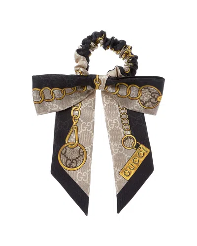 Gucci Gg Chain Silk Scrunchie In Purple