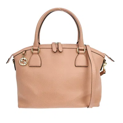 Pre-owned Gucci Gg Charm Convertible Dome Satchel Leather Pink Leather Handbag ()