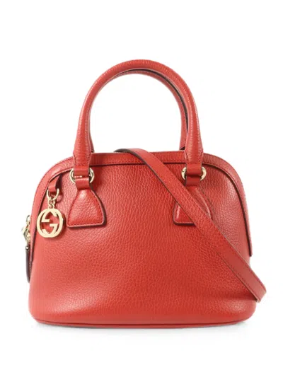 Pre-owned Gucci Gg Charm Leather Shoulder Bag In Red