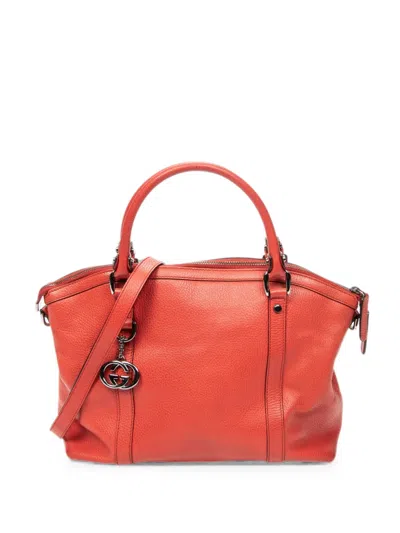 Pre-owned Gucci Gg Charm Tote Bag In Red