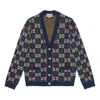 Gucci Gg-monogram Knitted Cardigan In Blue