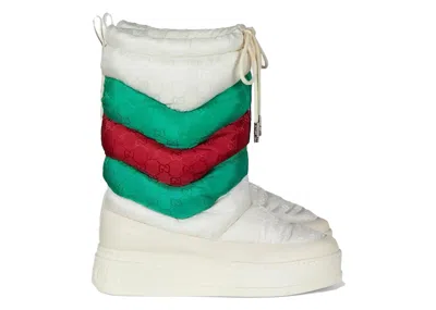 Pre-owned Gucci Gg Chevron Boots (women's) Sneakers In White/green/red