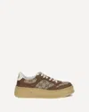 Gucci Textured Leather Sneakers With Branded Chunky Outsole In Brown